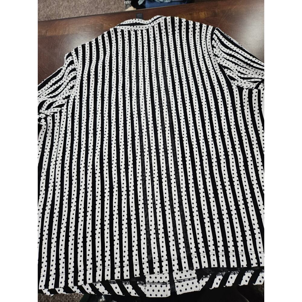 Chico’s Travelers Collection Black White Stripe Polka Dot Zip Jacket Top 3 - Picture 6 of 6